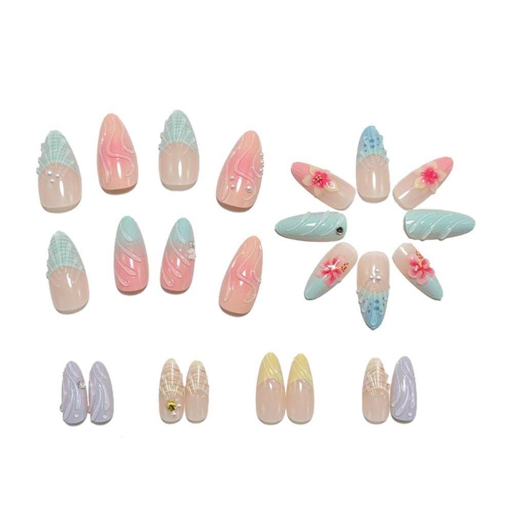 24pcs/set Detachable Press on Nails French Almond Fake Nail Tips New False Nail  Women