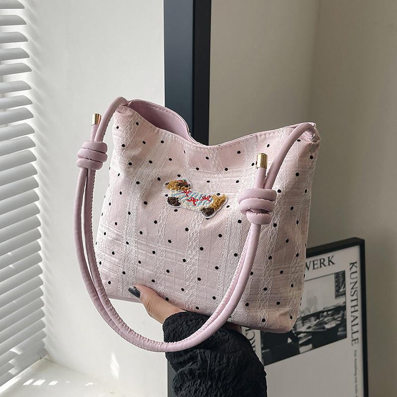 Trendy Bucket Style Canvas Tote Bag For Women With Bowknot Design Ideal For Everyday Use