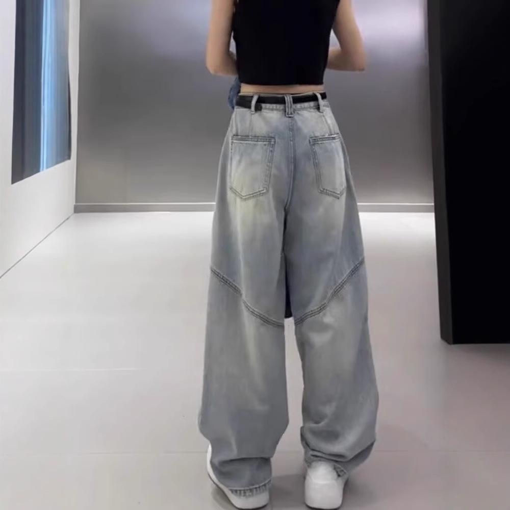 Retro americké dámské džíny plus size s vysokým pasem, zeštíhlující, se širokými nohavicemi