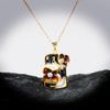 Geometric European and N Womens Necklace with Gold Flowers and Zircon