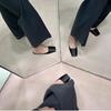 New Flower Sandals Camellia Thick Heel Sandals Women's Summer Shirt Empty High Heel Fish-toe Shoes Half Slippers