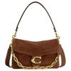 Coach Chain Tabby 26 Merkketting Suède Crossbody Schoudertas Medium Dames Messing en Warm Bruin