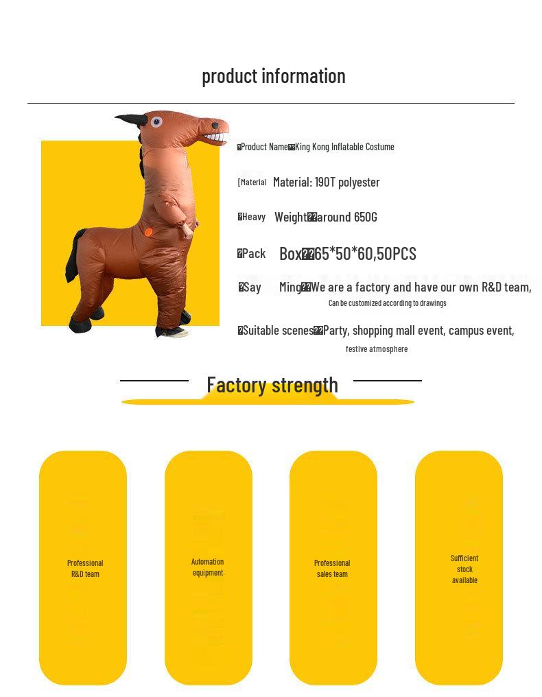 Zentaur Pferd Aufblasbares Kostüm für Halloween-Aufführungen und Partys