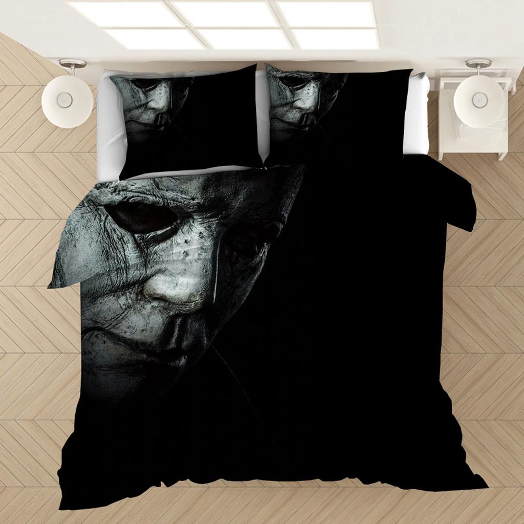 3D tisk Hrůza Michael Myers Halloween Povlečení Sada Pro Kluky Dívky Jednolůžko Královská Velikost Povlak na Peřinu Povlak na Polštář Postel Děti Dospělí