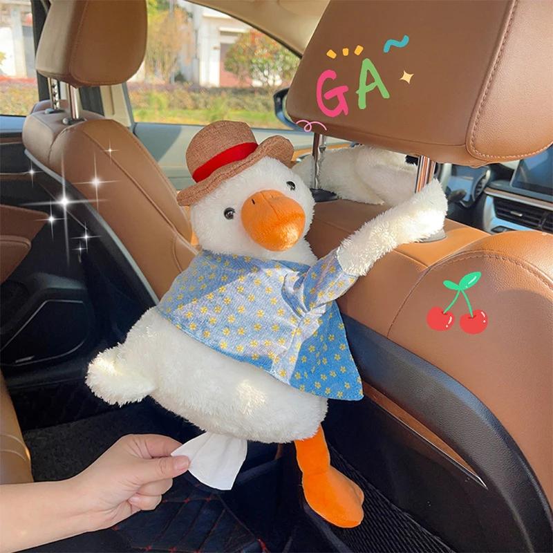 Soft Plush Tissue Box Cute Pet Hanging Car Paper Tower Box Creative Plush Doll Tissue Box In-car Armrest Doll Decoration