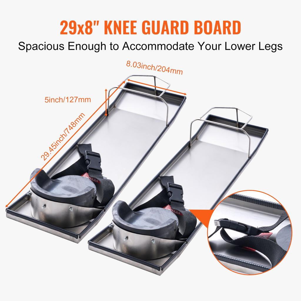 VEVOR Concrete Knee Boards Stainless Steel, 30'' X 8'' Concrete Sliders, Knee Boards For Concrete