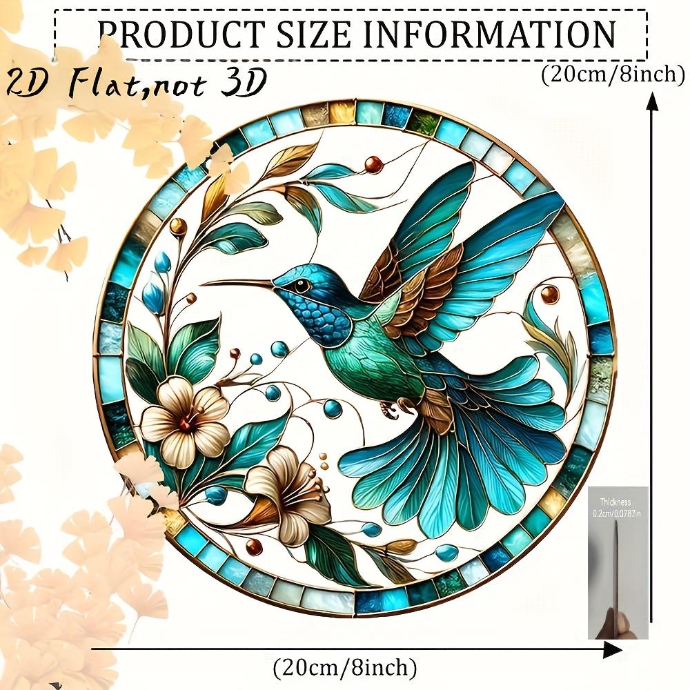 2D Flat Acrylic Vibrant Hummingbird and Floral Decoration, No Need for Batteries/electricity, Unique Indoor/outdoor Decoration, Multi-purpo
