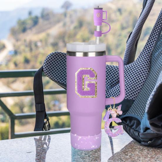 7Pcs Cup Accessories Set for 30/40oz Tumbler Silicone Straw Lid Spill-Proof Stoppers Handle Charm Initials Sticker Durable Personalized Mug