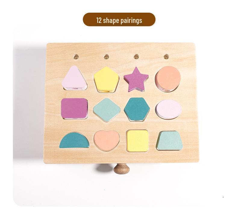 Multifunctional Baby Geometric Shape Sorter: Early Education Toy with Multi-Hole Design & Bead Stringing