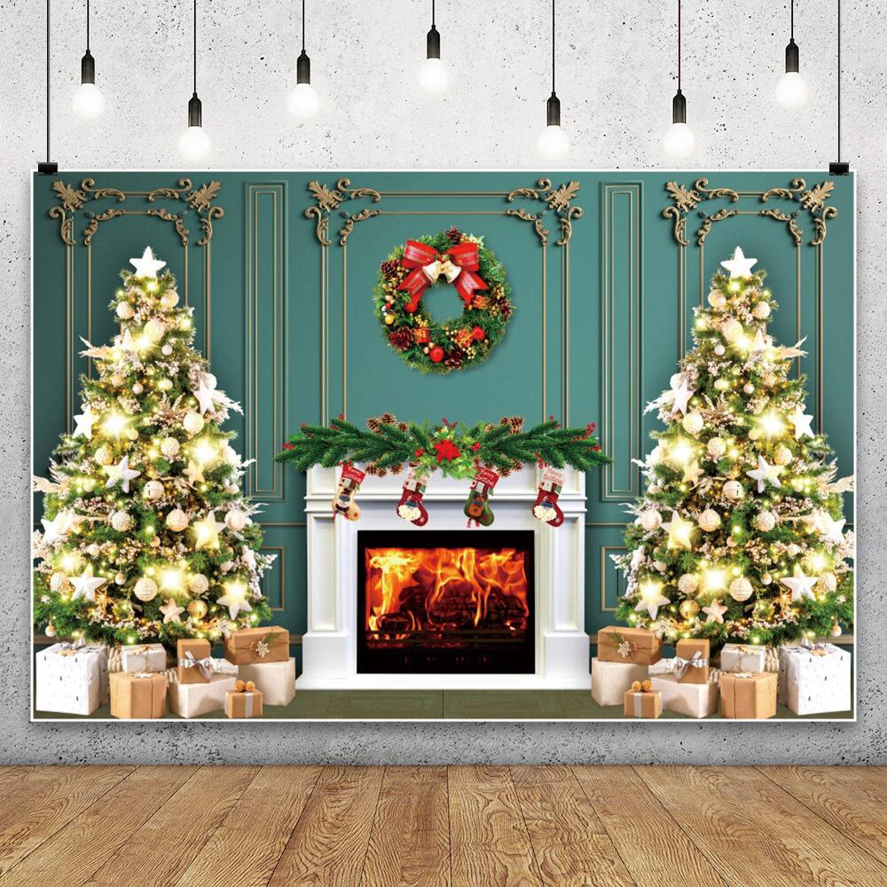 Winter Snowflake Christmas Photography Backdrop Decor Xmas Pine Tree Snowman Glitter Merry Christmas Party Photo Background Prop