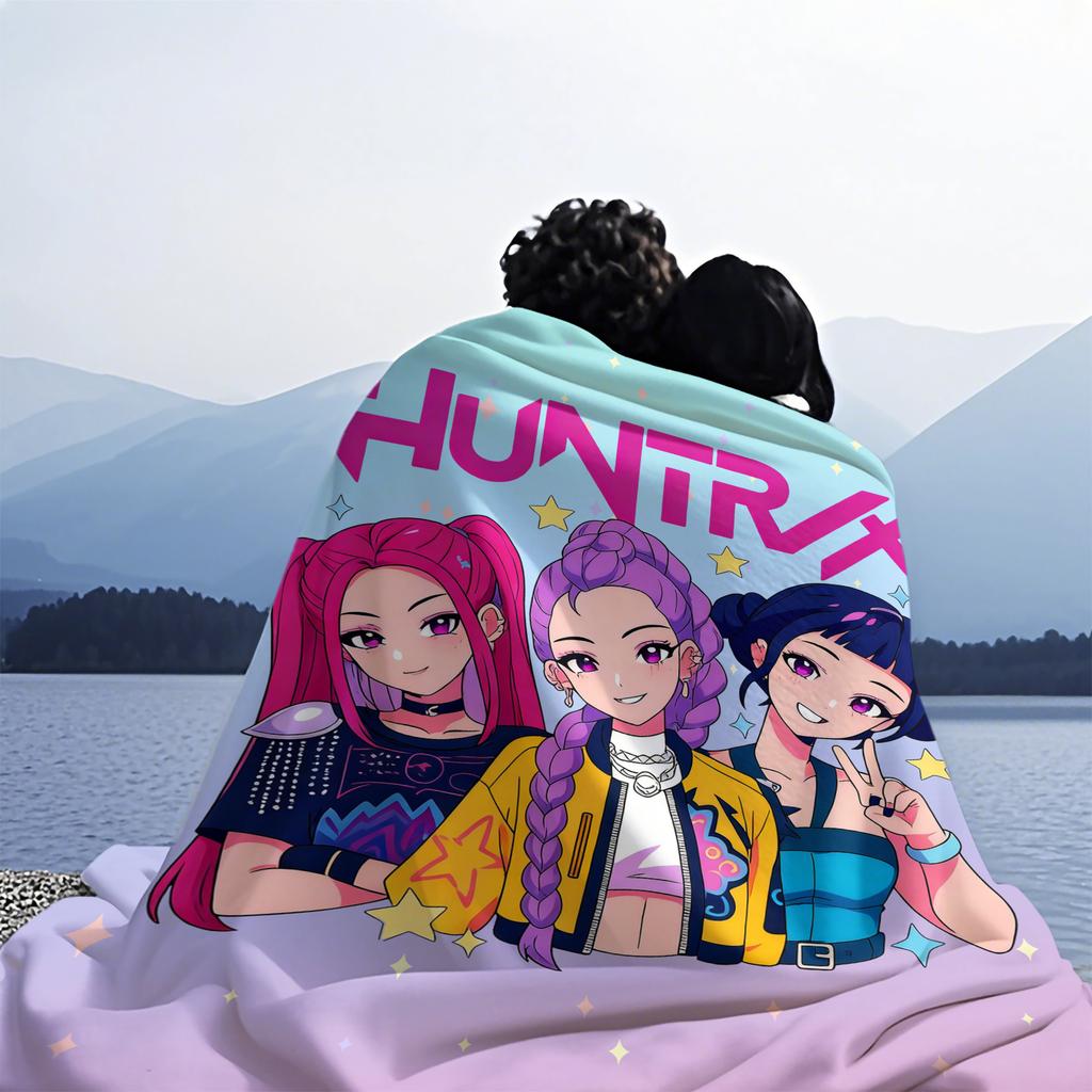 K-Pop Demon Hunters Huntrix Blankets Soft Fluffy Cartoon Blanket Air Conditioning Sofa Nap Blanket Adults and Kids Holiday Gifts