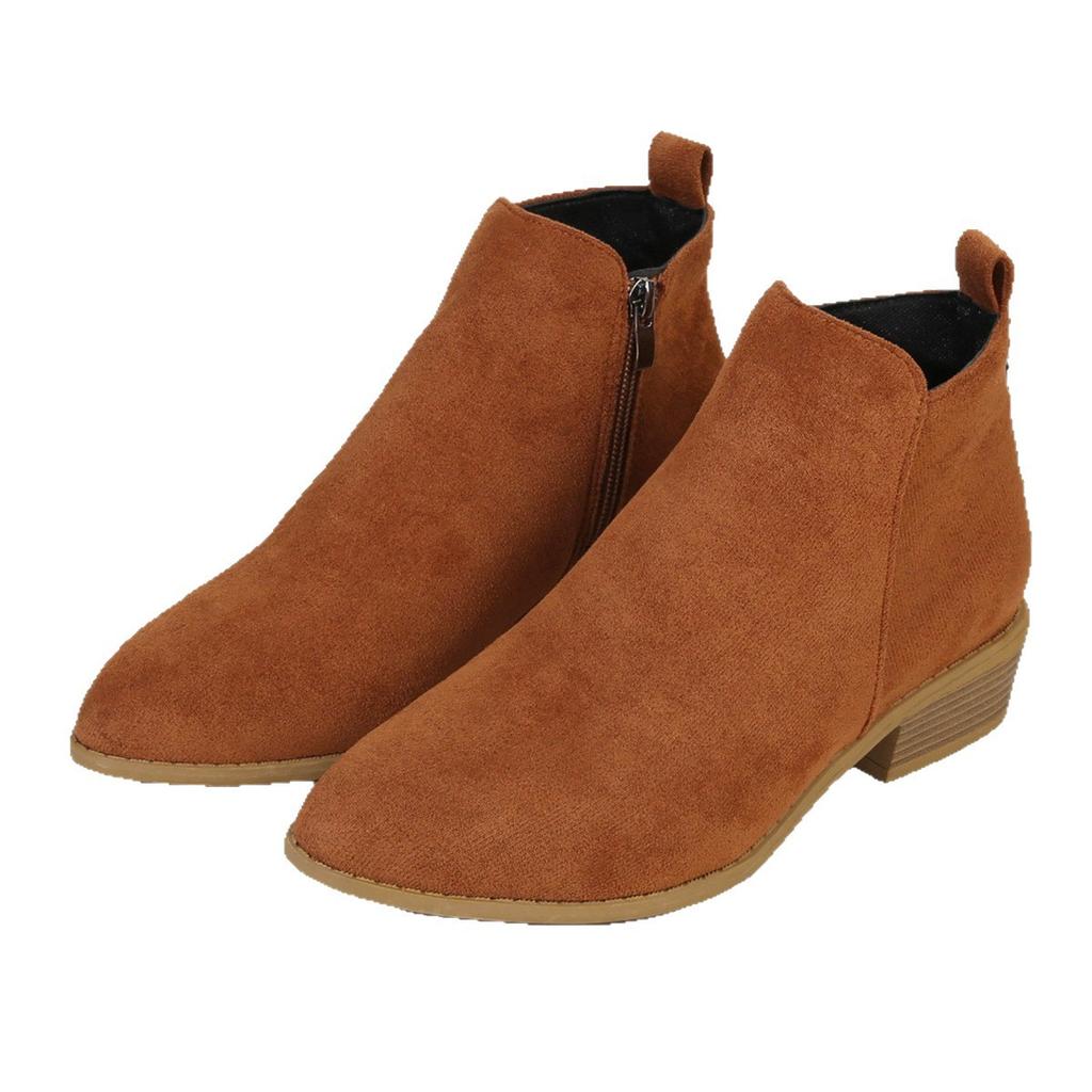 Foreign Trade Large Size Short Boots Women's 2025 Autumn New Pointed Thick Heel Side Zipper and Bare Boots European and American Fashion Women's S