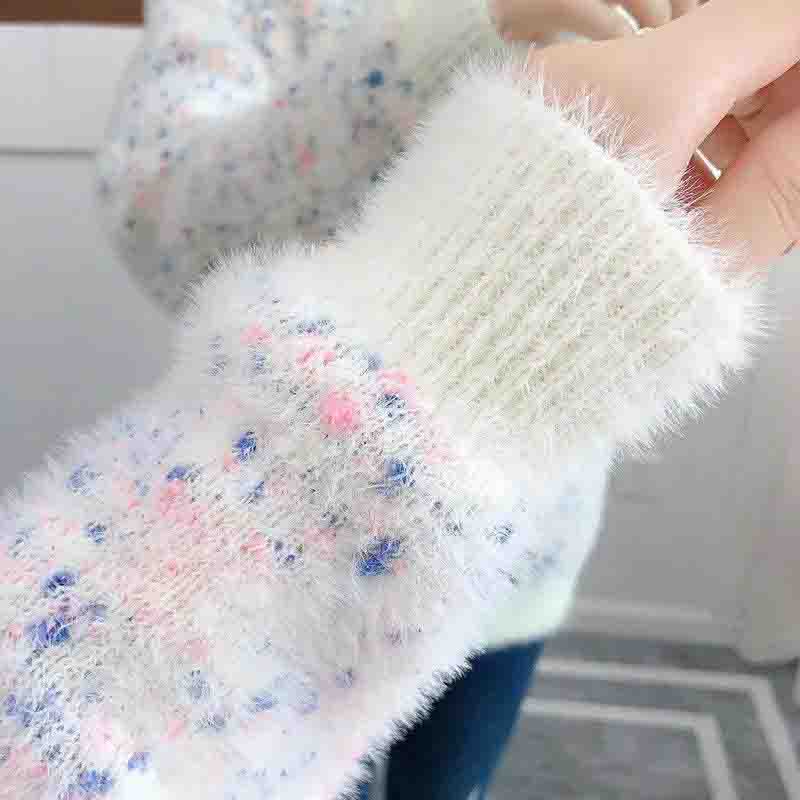 Mink Fleece Sweater Women's Autumn and Spring Loose Lazy Style Sweater Bottoming Shirt