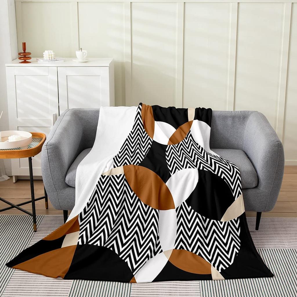 Geometry Fleece Throw Blanket Ultra Soft Cozy Modern Geometric Flannel Blanket for Sofa Couch Bed Chair Camping Travel Or Dorm