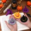 Handmade Ribbon Witch Hat Crafts 2 Pcs Mini Felt Hats, Cute Tiny Wizard Wine Halloween Decorations Bottle Topper for Party Favors, DIY Crafts,