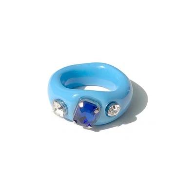 HangZhi 2020 Nuovo Anello Unico Giapponese con Strass Colorati Chunky in Plastica Acrilica Trasparente per Donne Ragazze Gioielli da Festa