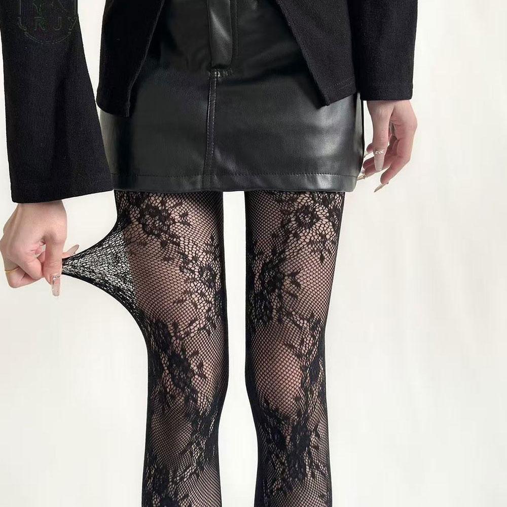 

Hollowed Socks Women Thin Pantyhose Vintage Fashion Fishnet Tights Fishing Net Stockings Hot Sexy Dance Party Flowers Long Socks One Size