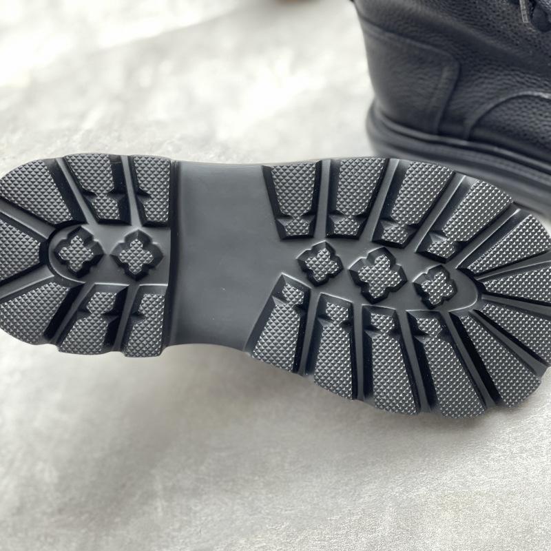 Johnature Ekte skinnstøvletter med tykk såle i britisk stil, allsidige damesko