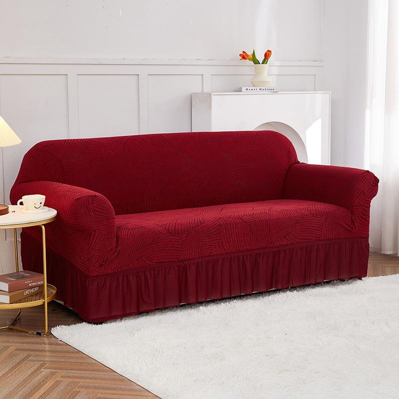 Premium 1pc Stretchy Sea Wave Sofa Slipcover - Non-Slip Four Seasons Universal Furniture Protector with Couch Cover Function for Bedroom