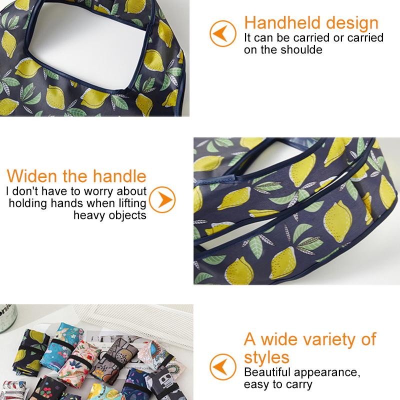 1Pc Shopping Bags Recyclable Polyester Washable Large Capacity Foldable Eco-friendly Grocery Tote Pouch Groceries