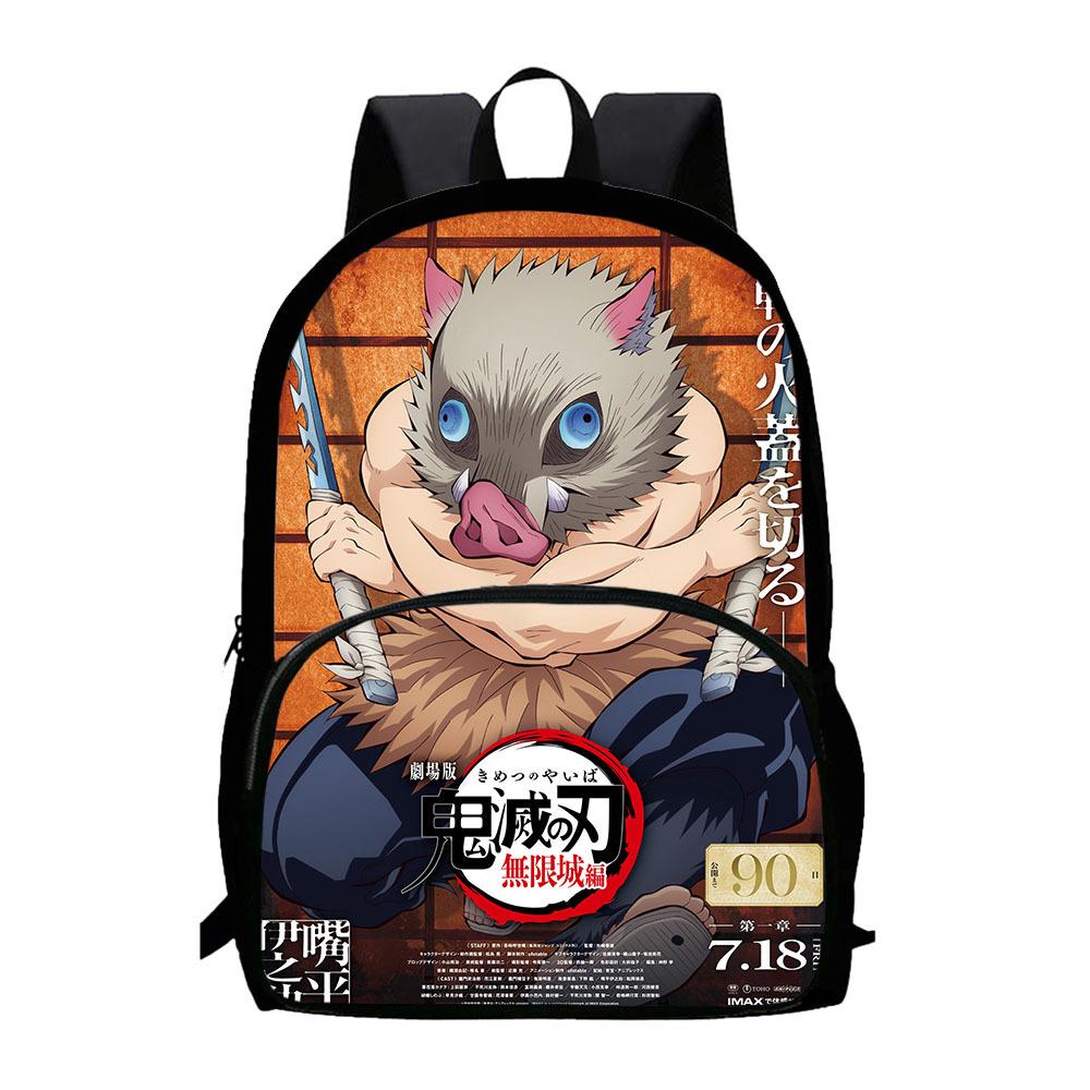 Japonské kreslené komiksy Demon Slayer: Kimetsu no Yaiba - Oblouk Nekonečného hradu Dětský batoh Velkokapacitní batoh s kapsou na zip 0015