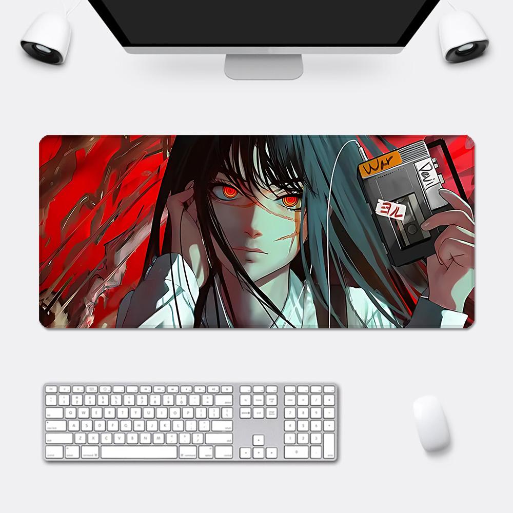 Anime Chainsaw Man Mauspade HD-Druck Computer-Gamer Verriegelungskante Rutschfestes Mauspade XXLxcm Tastatur PC Schreibtischunterlage