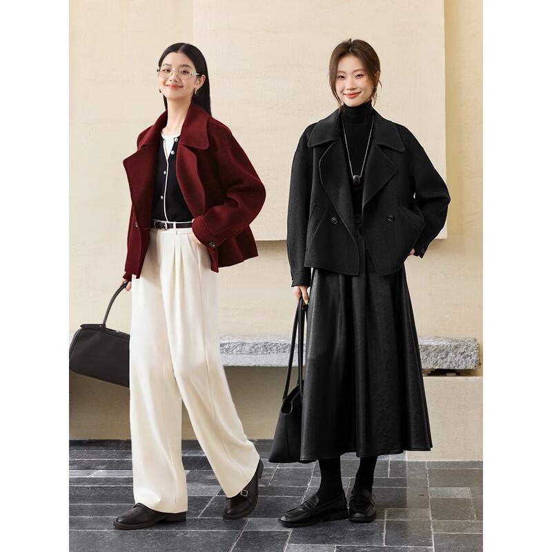 Women's 100% Merino Wool Double-Faced Lapel Coat