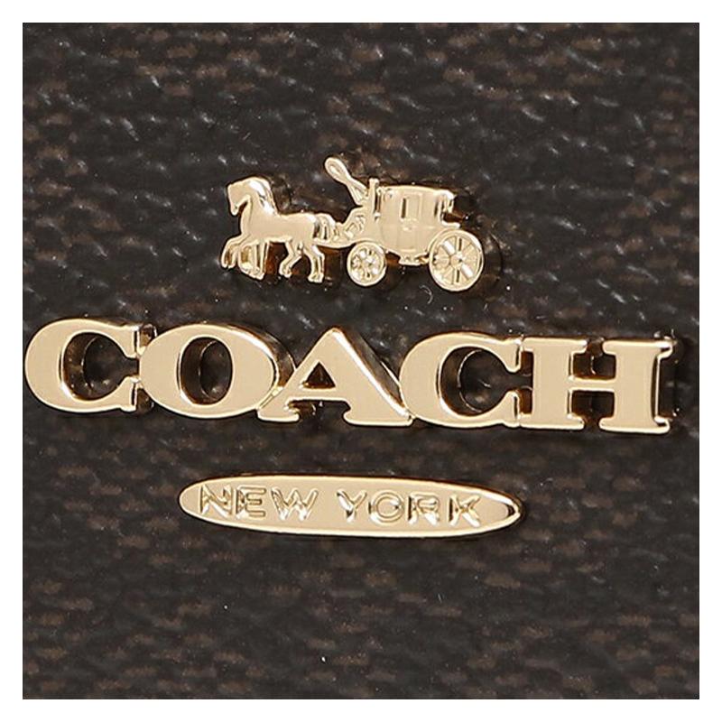 Coach 10 Classic Presbyopia Logo Coated Canvas Wallet Women's Black Brown Black Brown