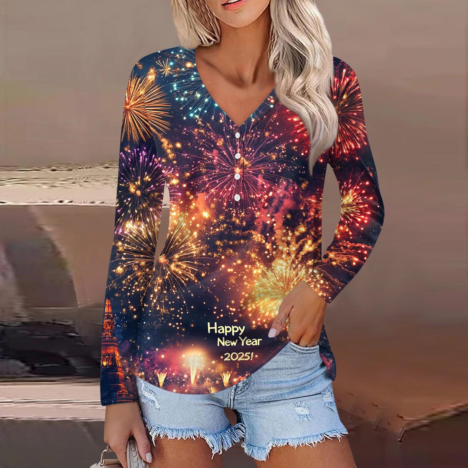 

Женская повседневная мода сексуальный комфорт рождественский принт V-образный вырез пуговицы длинный рукав S киноварь