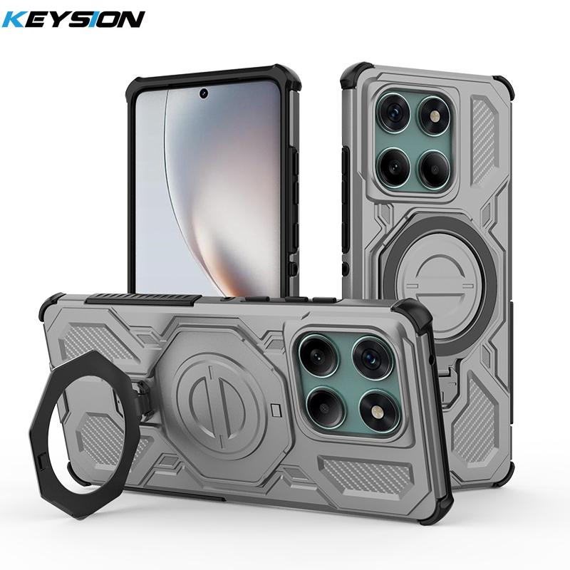KEYSION Shockproof Magnetic Case for Motorola Edge 60 Fusion 5G Upright Live Ring Stand Phone Back Cover for MOTO Edge 60 60S 5G