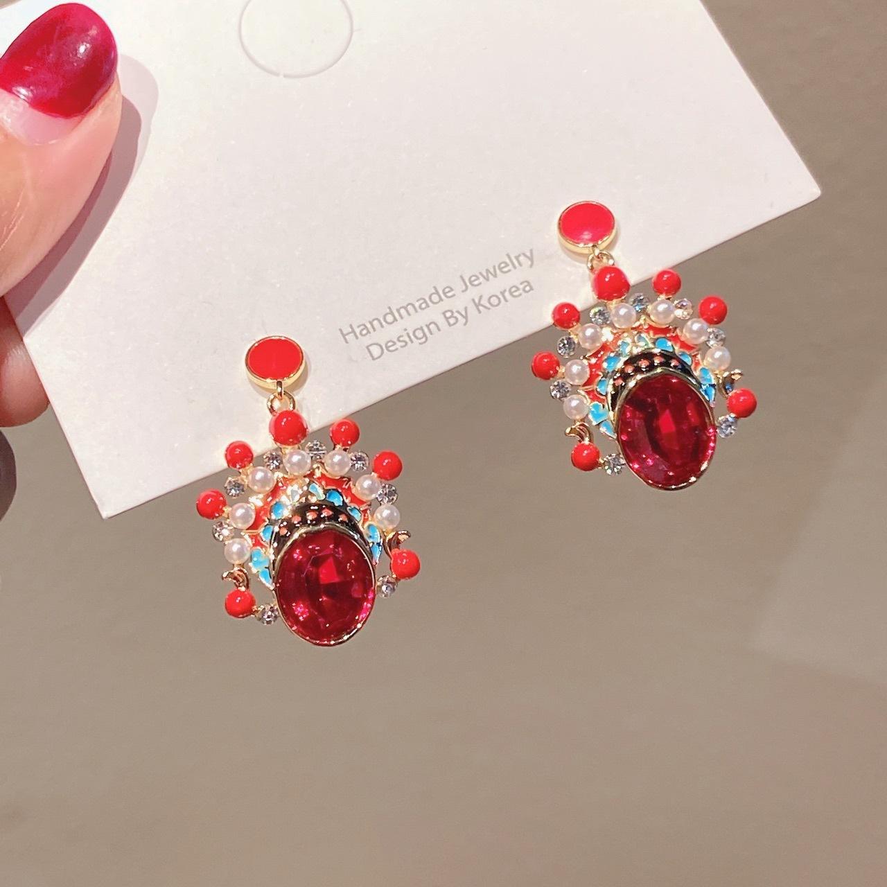 

Серьги в китайском стиле, новогодние красные серьги в этническом стиле, женские серебряные иглы, серьги, натуральное золото с медным покрытием, персонализированные ювелирные изделия