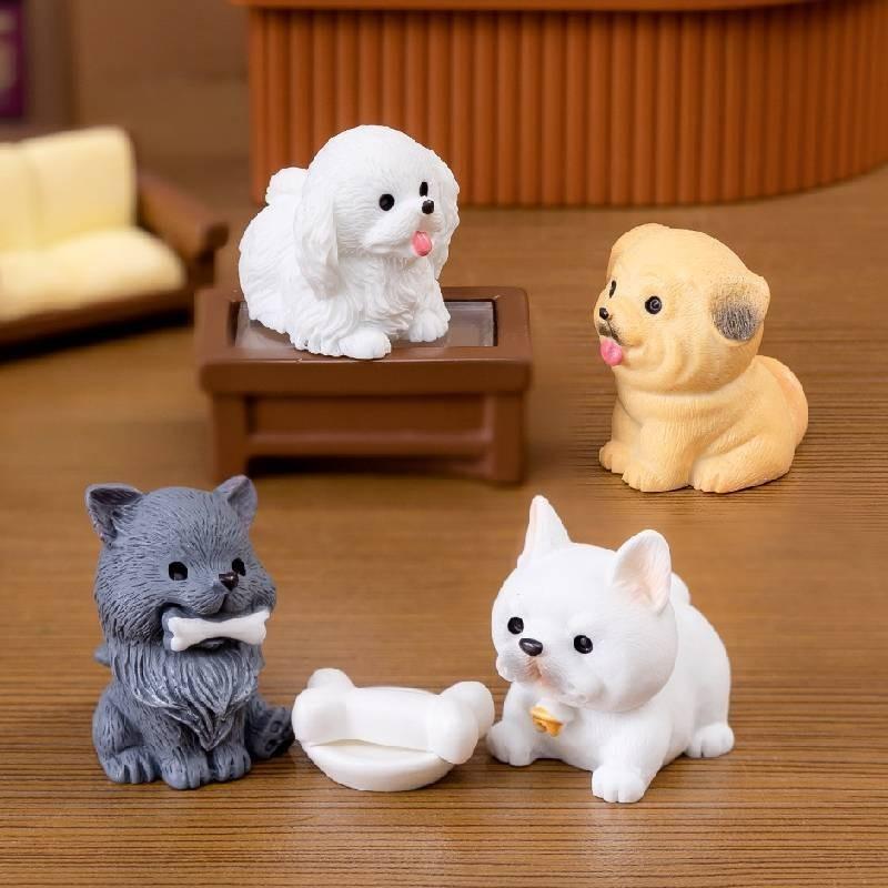 Adorable Mini Resin Dog Figurines For Desktop Or Car Decoration Blind Box