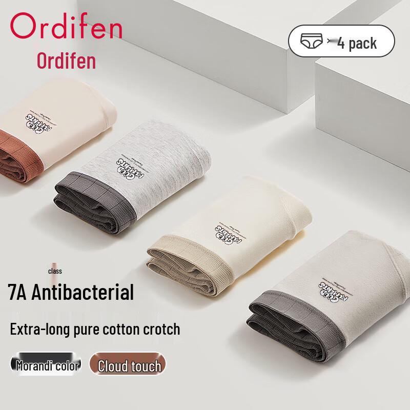 Audifen Women s 100% Cotton Crotch Antibacterial Mid-Waist Briefs 4-Pack XL