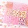 Transparent Pink Glass Round Beads: Crystal, Wheel, Bamboo for DIY Bracelets