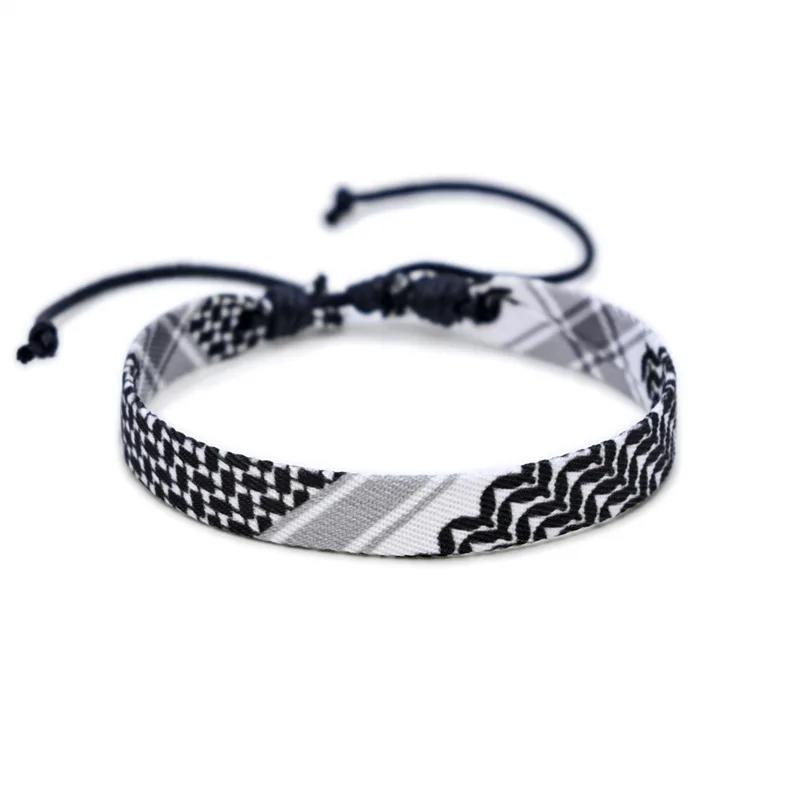 Multicolour Weave Kufiya Patterns Bracelets Handband Traditional Keffiyeh Scarf Patterns Arabic Hand Rope Jewelry Gift