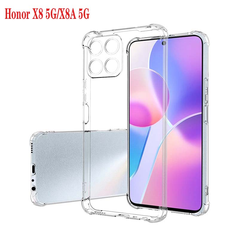 

Прозрачный чехол-подушка безопасности толщиной 1,5 мм для Honor X8 X8A 5G, противоударный, мягкий силиконовый, прозрачная накладка на телефон HonorX8 HonorX8A 5G Honor X8A 5G чистый