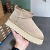 2027 Winter Luxury‑Look Couple Ultra‑Mini Ankle Snow Boots Real Leather Thick‑Heel Fur Lined Unisex Warm Non‑Slip Winter Booties
