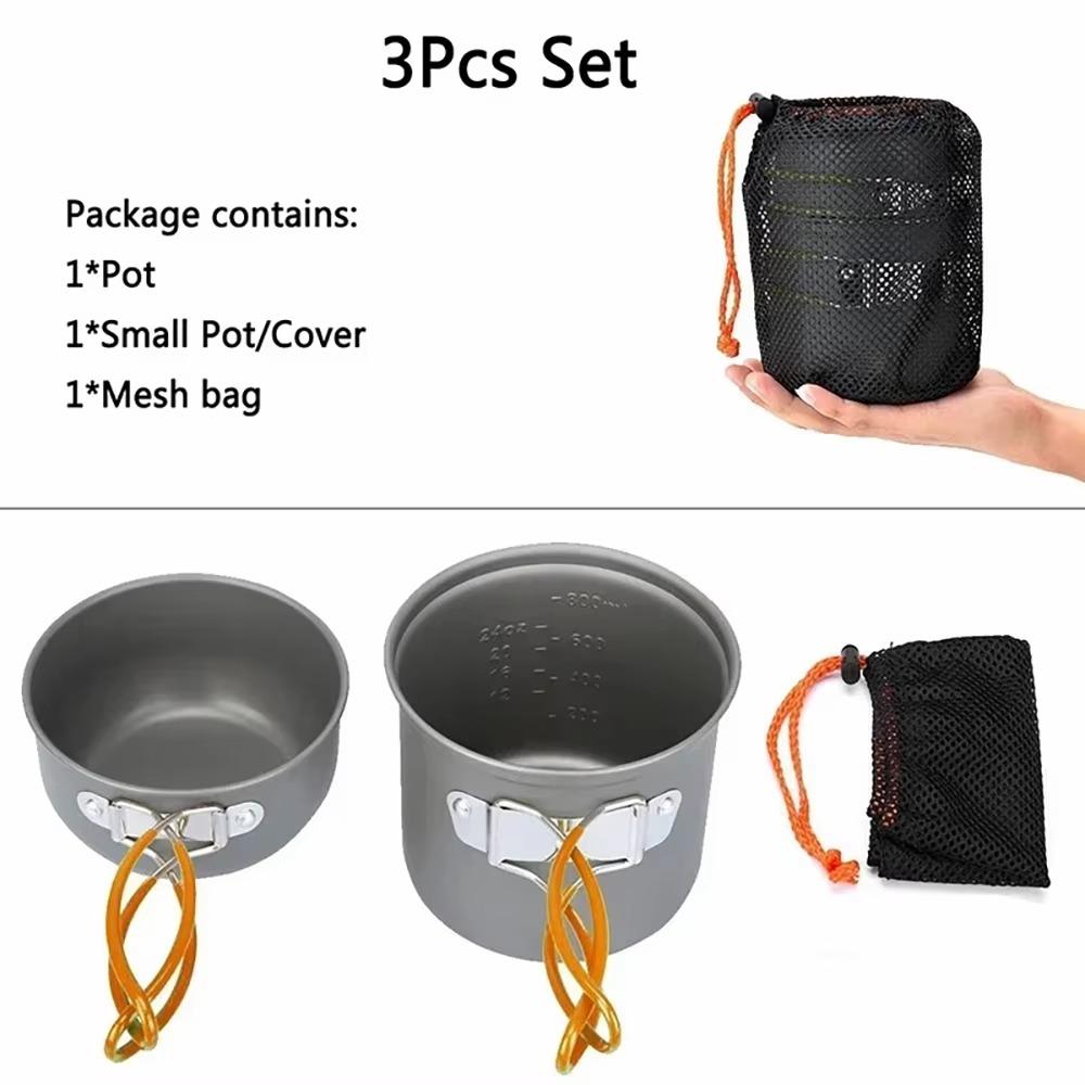 Ultralight Camping Cookware Set Portable Outdoor Cooking Pots Hiking Trekking Picnic Fishing Tableware