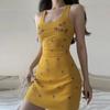 Damen ärmelloses enges Mini-Kleid mit floraler Stickerei