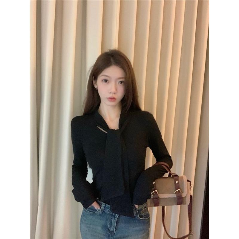 Autumn and Winter T-shirt Bottoming Shirt for Women Slim Fashionable and Versatile Short Top