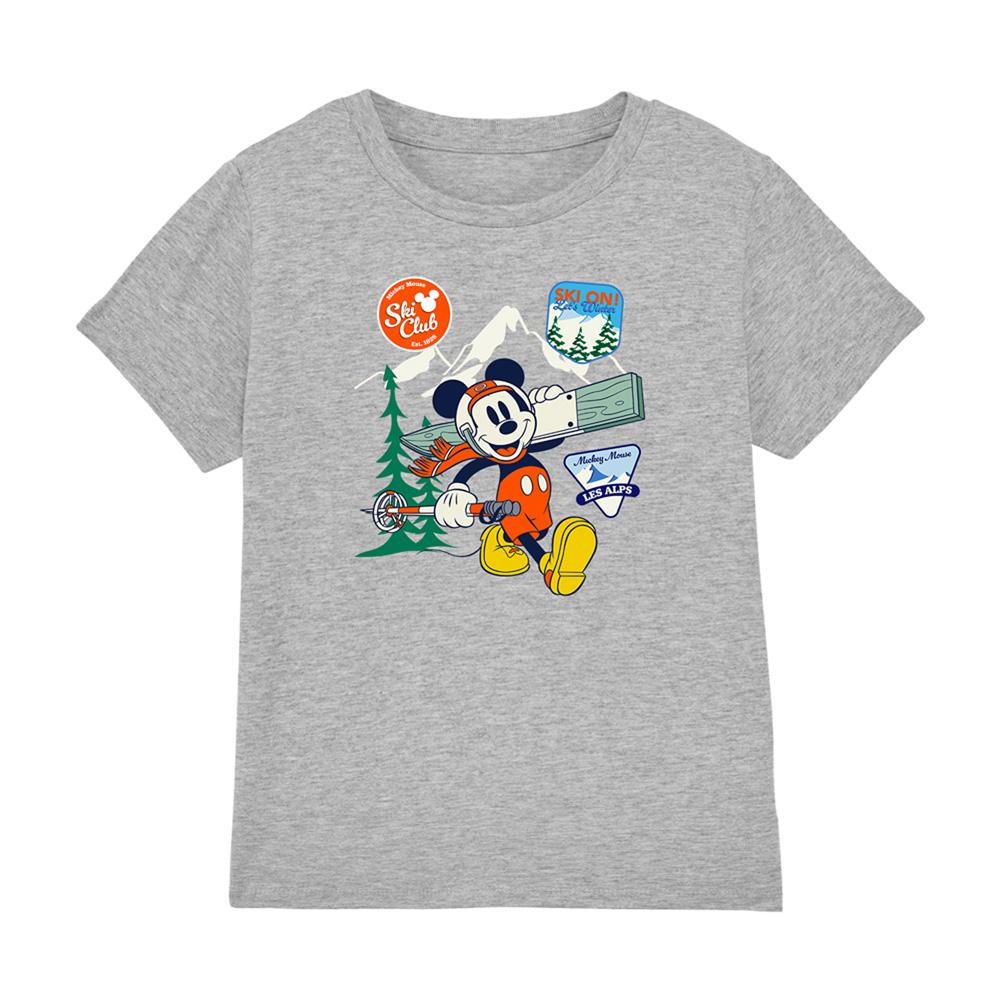 Disney Childrens/Kids Ski Club Mickey Mouse Badge Heather T-Shirt