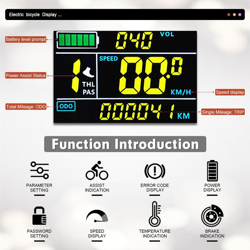 LCD S866 Elektrofahrrad UART 2 Display Bunt mit 5-Pin-Stecker SM/Wasserdichter Stecker für Mountainbike Umrüstsatz