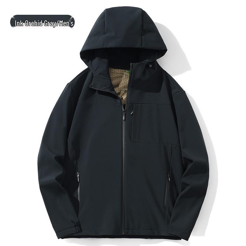 Unisex Windproof Softshell Jacket: Warm Hooded Outdoor Cardigan for Men & Women In Autumn/Winter L