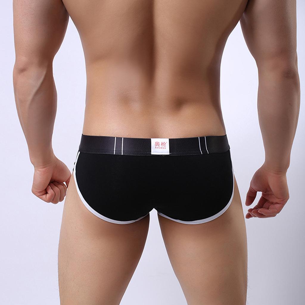 Men's Elastic Tight Low Waist Solid Color Sexy Men's Stretch Skinny Fashion Fun Print Sexy Shorts Cotton Briefs
