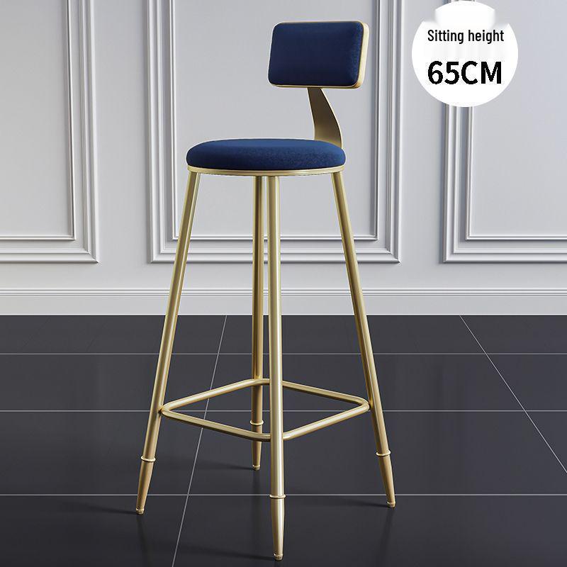 Modern Wrought Iron Bar Stool with Backrest - High Stool for Dining, Light Luxury Design