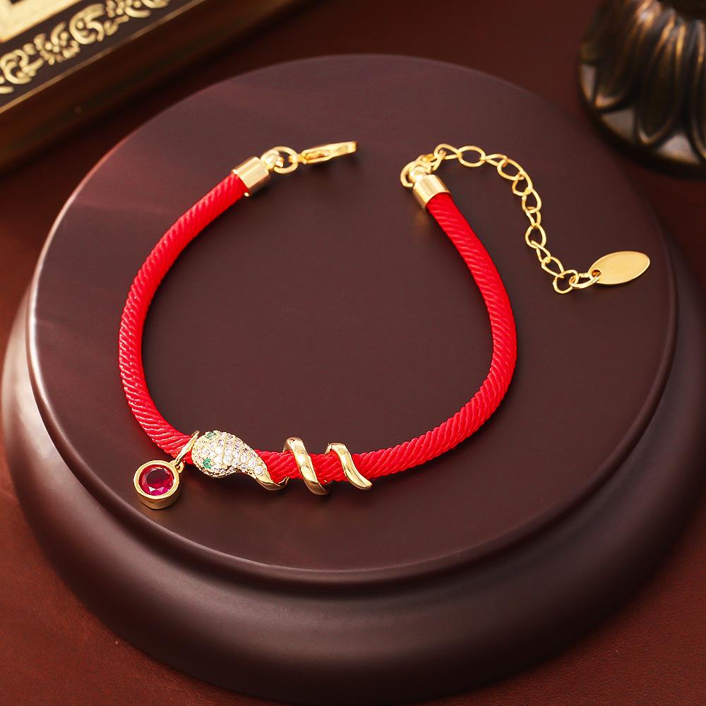 Chinese Zodiac Snake Red String Bracelet: Festive, Romantic, Ethnic Style Hand Ornament