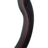 MOMO Comfort Microfiber Steering Wheel Cover, Italy, Milan, Flat Bottom, D-Shaped, Black with Red Stitching