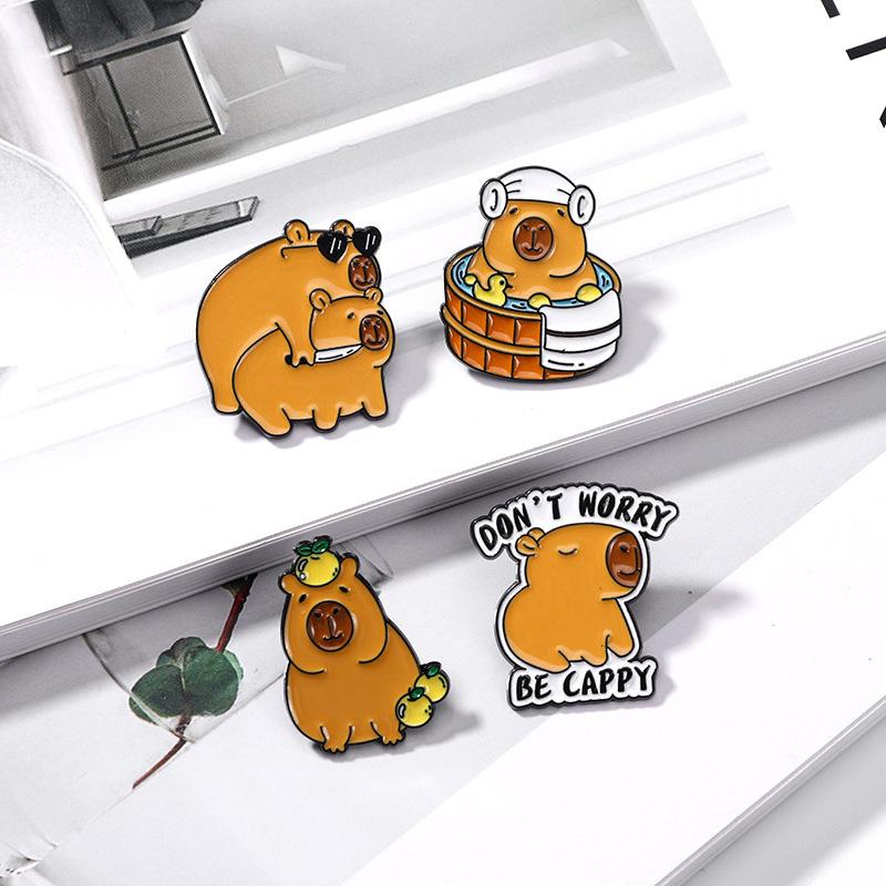 Cute Cartoon Capybara Enamel Brooch Backpack Hat Decoration Alloy Lapel Pin Badge Clothing Accessories