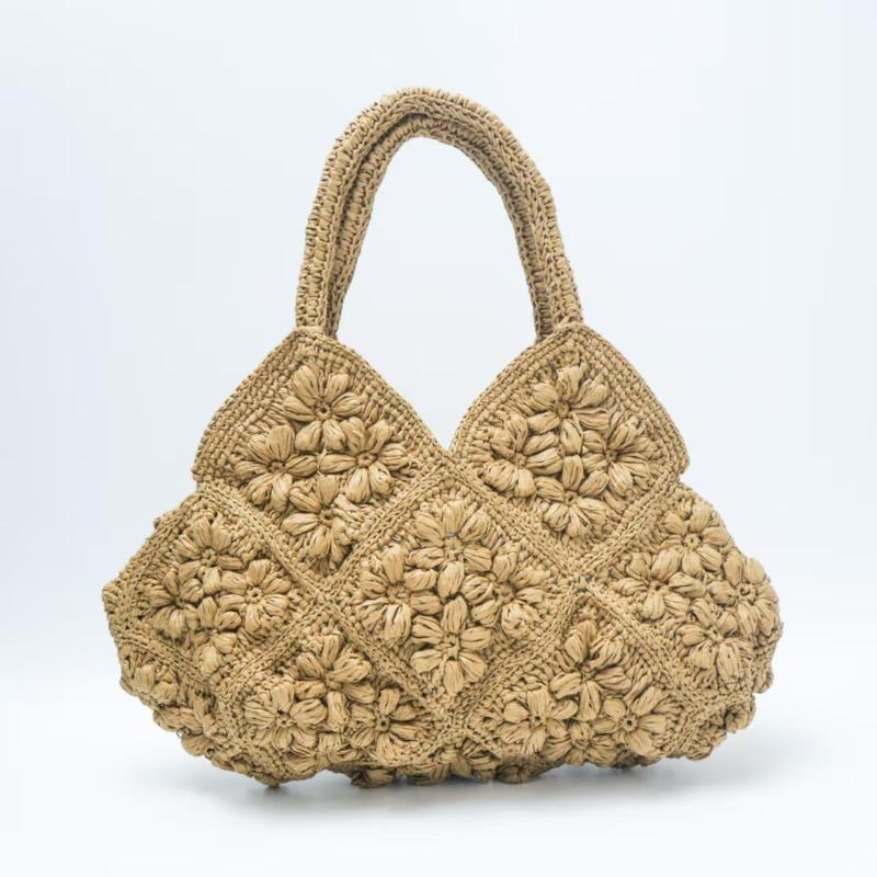 New High-end Three-dimensional Flower Straw Bag Women's Handmade Paper Rope Woven Bag Seaside Vacation Portable Beach Bag
