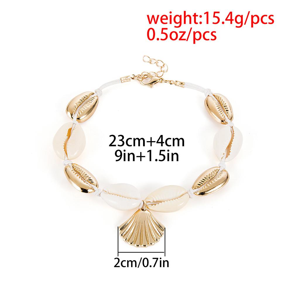 Women Simple Alloy Handmade Foot Chain National Style Adjustable Shell Design Anklet